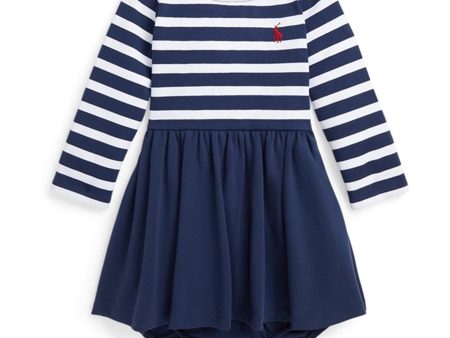 Ralph Lauren Baby Langærmet Dress And Bloomer Newport Navy W White Sale