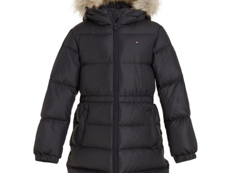 Tommy Hilfiger Long Waisted Down Jacket Black For Cheap