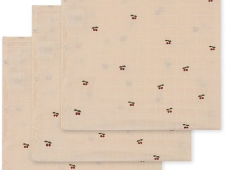 Konges Sløjd Muslin Cloths 3 pk. Cherries Online Hot Sale