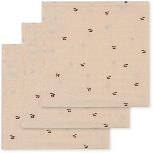 Konges Sløjd Muslin Cloths 3 pk. Cherries Online Hot Sale