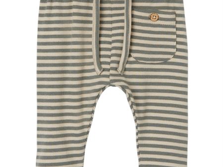 Lil Atelier Fog Agave Green Stripes Gago Loose Pants Noos For Discount