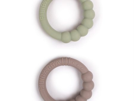 FILIBABBA Teether 2-pack Warm Grey + Oil Green For Discount