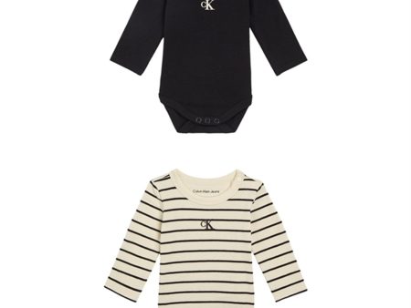 Calvin Klein Striped Ls Body Set Black   Black Vanilla Stripe Discount