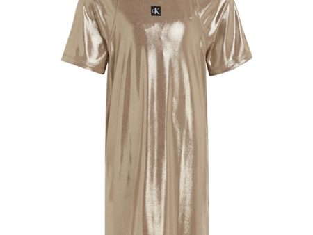 Calvin Klein Metallic Coated Dress Frosted Almond Online Sale