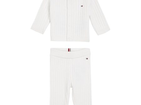 Tommy Hilfiger Baby Rib Striktrøje Sæt Giftbox White For Cheap