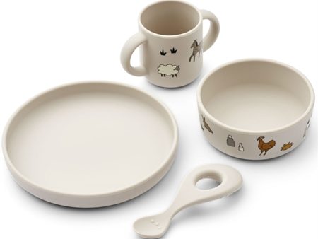 Liewood Vivi Silicone Printed Tableware Set Farm   Sandy Sale