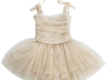 Dolly by Le Petit Tom Pearl Tulle Ballerina Dress Cream For Discount