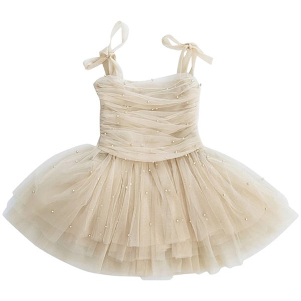 Dolly by Le Petit Tom Pearl Tulle Ballerina Dress Cream For Discount