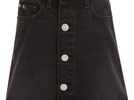 Calvin Klein Washed Black Denim Button Skirt Washed Black Cheap