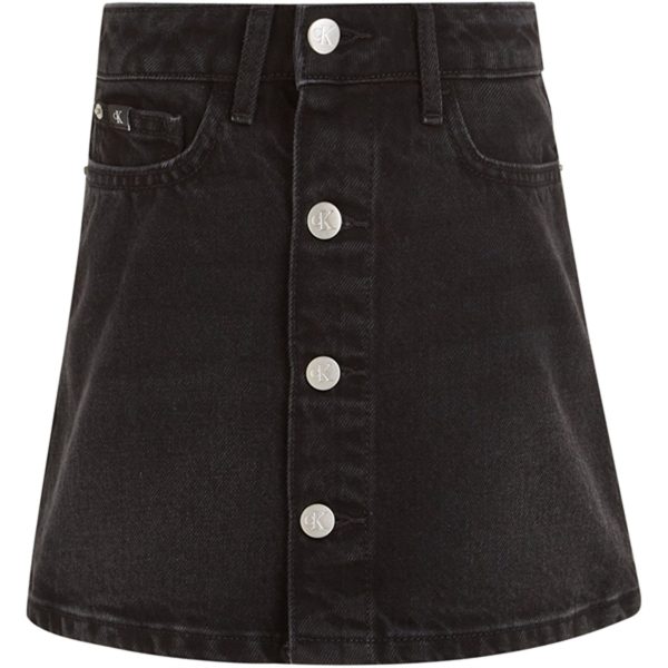 Calvin Klein Washed Black Denim Button Skirt Washed Black Cheap