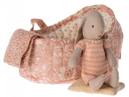 Maileg Bunny In Carry Cot, Micro - Light Pink For Discount