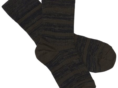 FUB 2-Pack Melange Striped Socks Chocolate Dark Navy Online now