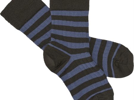 FUB 2-Pack Classic Striped Socks Chocolate Melange Sky For Sale