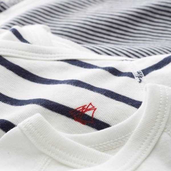 Petit Bateau Bodies ML Lot 3 White Navy on Sale