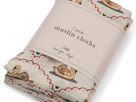 Konges Sløjd Muslin Cloth 3-Pack Swan Online Sale