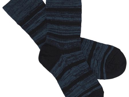 FUB 2-Pack Melange Striped Socks Black Teal For Cheap