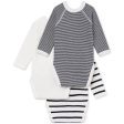 Petit Bateau Bodies ML Lot 3 White Navy on Sale