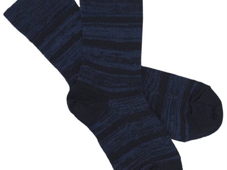 FUB 2-Pack Melange Striped Socks Royal Blue Dark Navy Cheap