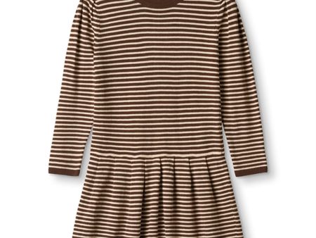 Fliink Chicory Coffee W. Sand Stripes Favo Peplum Dress Online now