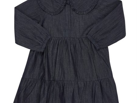 Copenhagen Colors Dk Denim Blue Denim Dress w. Collar For Cheap