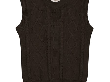 Copenhagen Colors Dark Brown Knitted Cable Vest For Sale