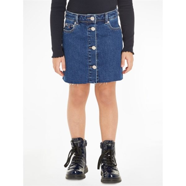 Tommy Hilfiger Denim Button Through Skirt Midblueclean For Cheap