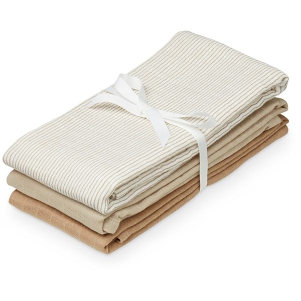 Cam Cam Copenhagen Muslin Cloth 3-pack Classic Stripes Camel For Discount