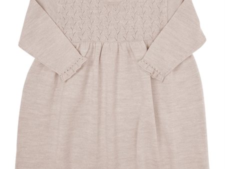 Copenhagen Colors Pale Cream Melange Merino Dress Pointelle Hot on Sale