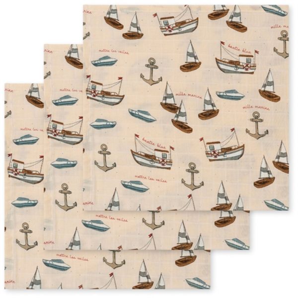 Konges Sløjd Muslin Cloth 3-Pack Sail Away Hot on Sale