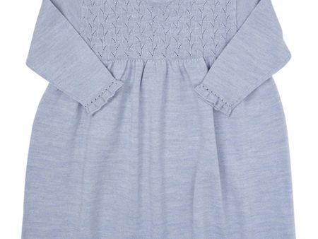 Copenhagen Colors Dusty Blue Merino Dress w. Pointelle Sale