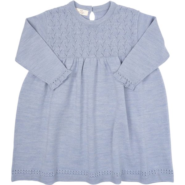 Copenhagen Colors Dusty Blue Merino Dress w. Pointelle Sale