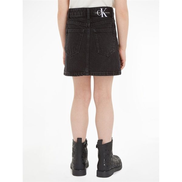 Calvin Klein Washed Black Denim Button Skirt Washed Black Cheap