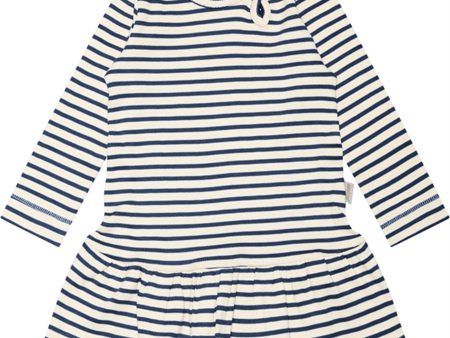 Petit Piao® Denim Blue Off White Dress Modal Striped Supply