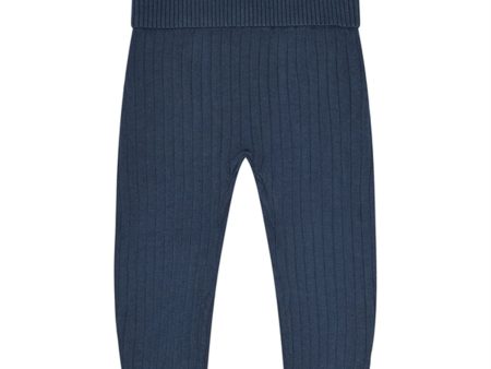 Petit Piao® Dark Denim Pants Rib Knit Fold For Sale